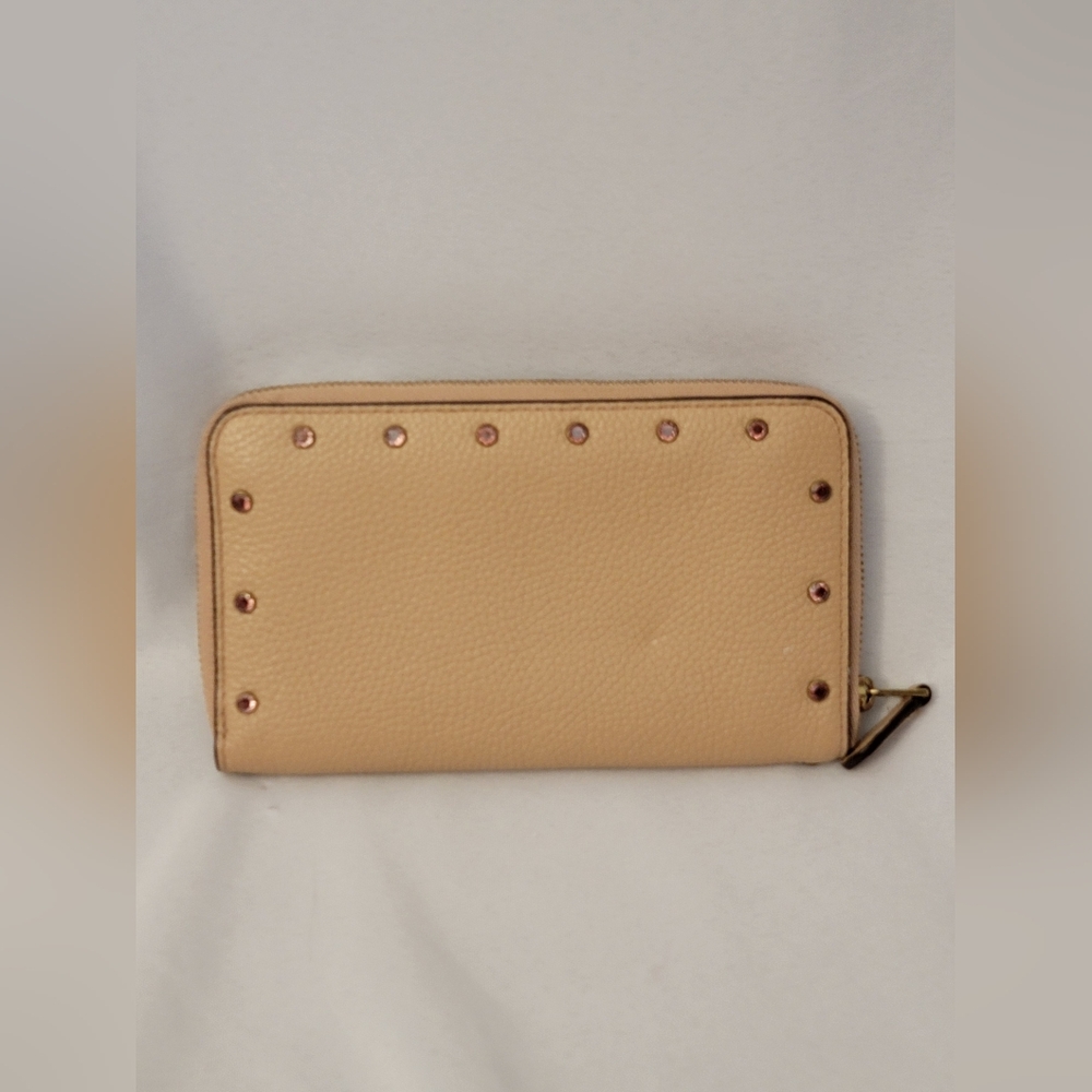 Coach Pebble Leather Zip Wallet With Pink Crystal Accents - Picture 4 of 9